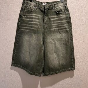 Men's Olive Green Denim Shorts